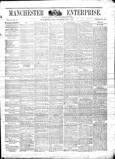 Manchester enterprise. Vol. 16 no. 33 (1883 May 3)