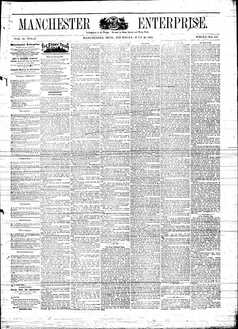 Manchester enterprise. Vol. 16 no. 45 (1883 July 26)