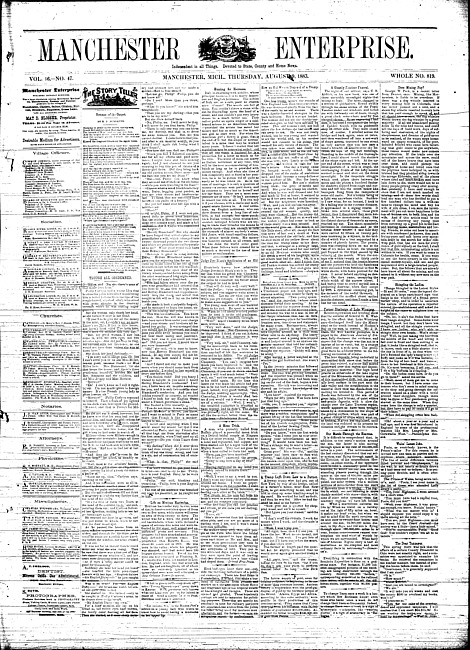 Manchester enterprise. Vol. 16 no. 47 (1883 August 9)