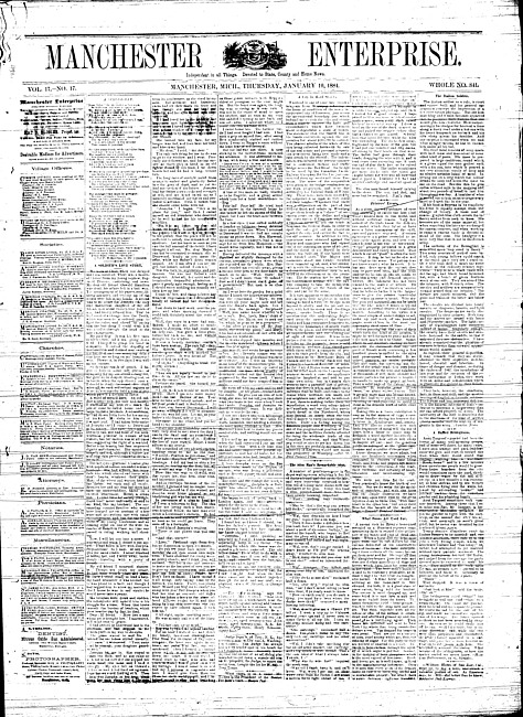 Manchester enterprise. Vol. 17 no. 17 (1884 January 10)