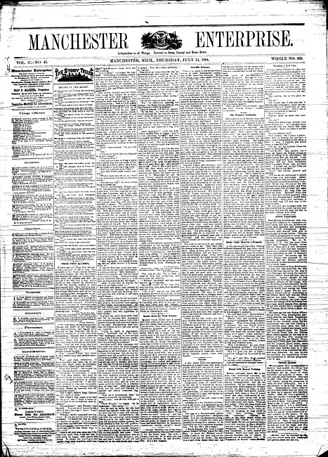 Manchester enterprise. Vol. 17 no. 45 (1884 July 24)