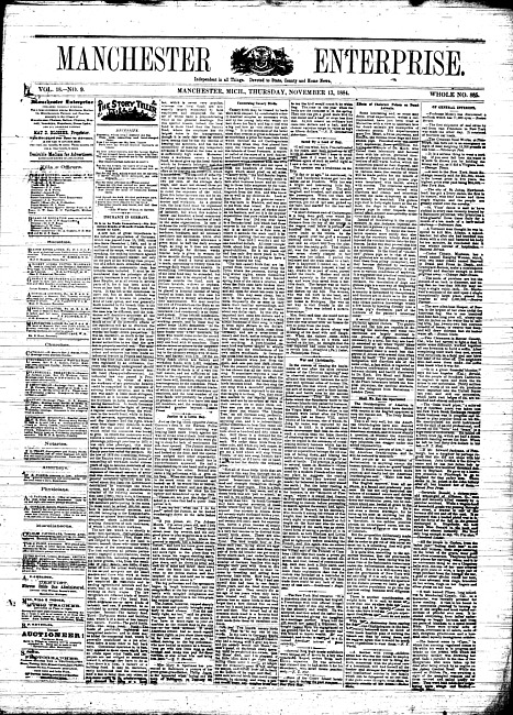 Manchester enterprise. Vol. 18 no. 9 (1884 November 13)