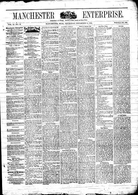 Manchester enterprise. Vol. 18 no. 13 (1884 December 11)