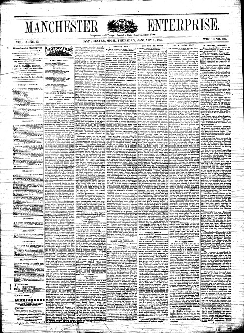 Manchester enterprise. Vol. 18 no. 16 (1885 January 1)