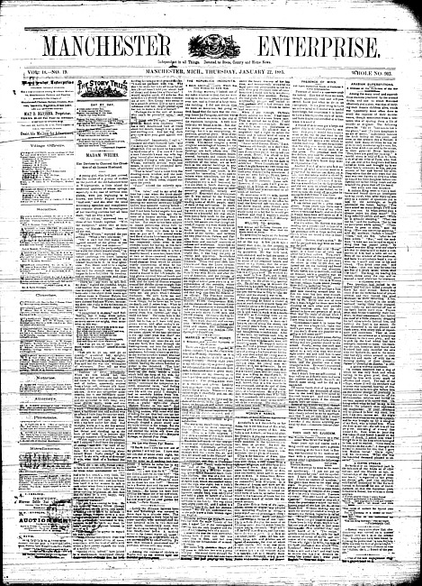 Manchester enterprise. Vol. 18 no. 19 (1885 January 22)