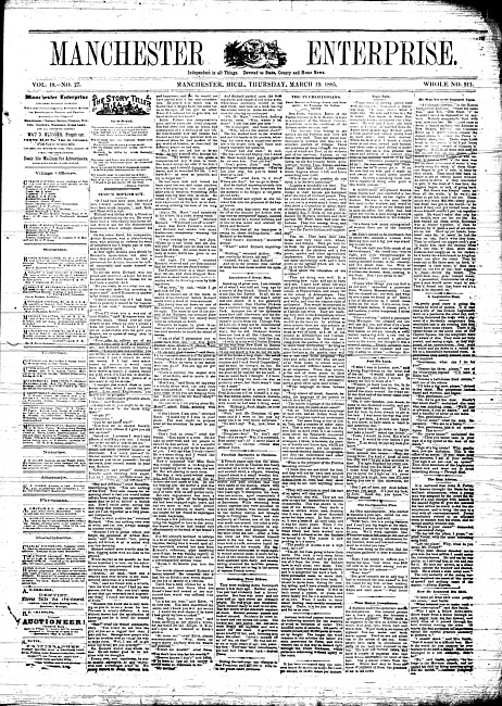 Manchester enterprise. Vol. 18 no. 27 (1885 March 19)