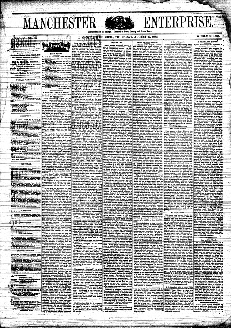 Manchester enterprise. Vol. 18 no. 49 (1885 August 20)