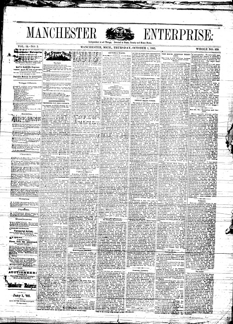 Manchester enterprise. Vol. 19 no. 3 (1885 October 1)