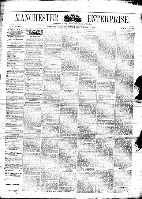Manchester enterprise. Vol. 19 no. 21 (1886 February 4)