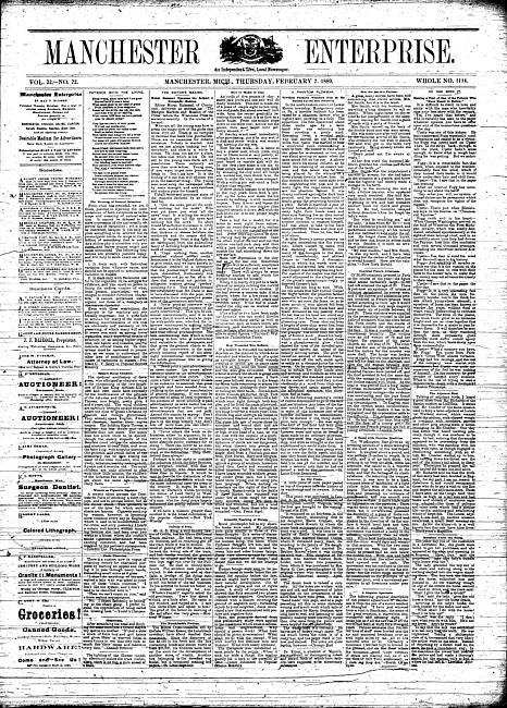 Manchester enterprise. Vol. 22 no. 22 (1889 February 7)