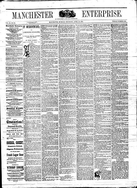 Manchester enterprise. Vol. 24 no. 33 (1891 April 30)