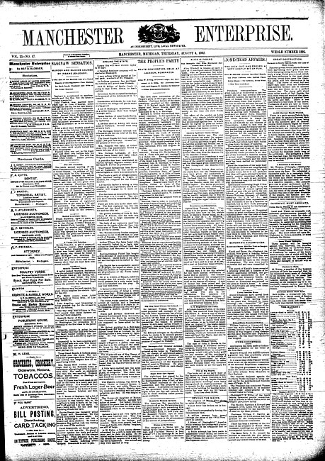 Manchester enterprise. Vol. 25 no. 47 (1892 August 4)