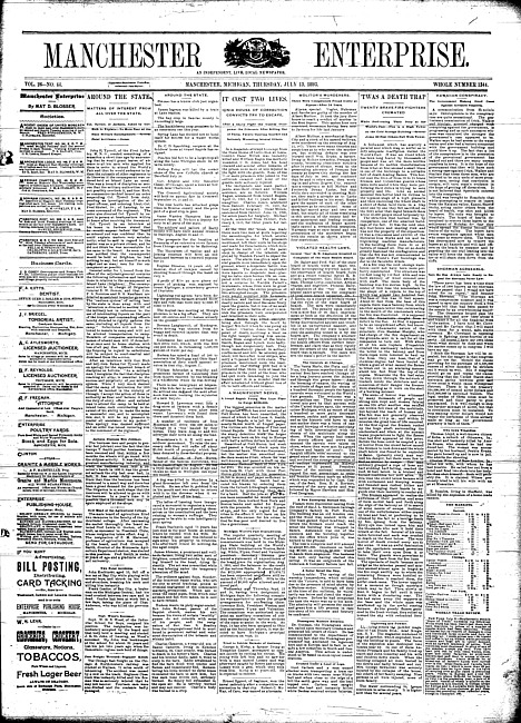 Manchester enterprise. Vol. 26 no. 44 (1893 July 13)