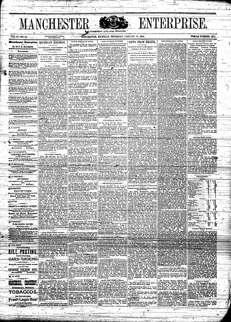 Manchester enterprise. Vol. 27 no. 20 (1894 January 25)