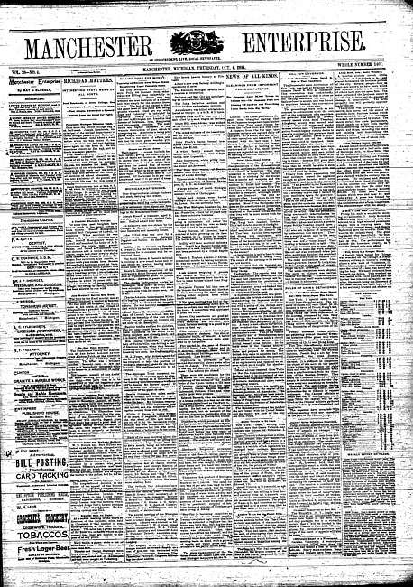 Manchester enterprise. Vol. 28 no. 4 (1894 October 4)