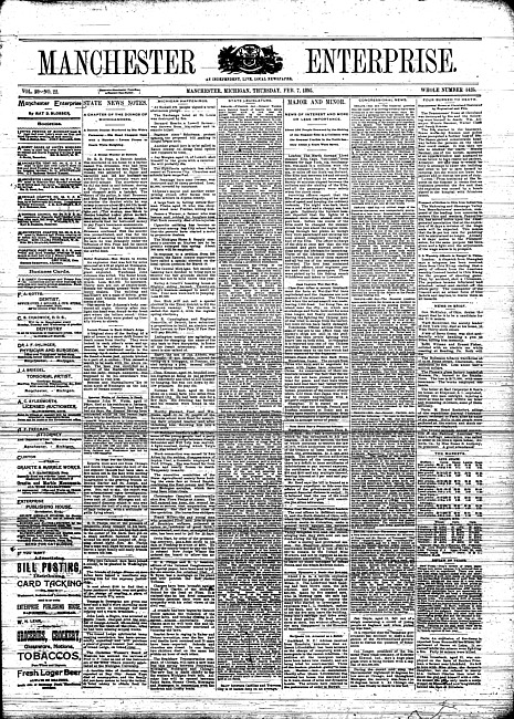 Manchester enterprise. Vol. 28 no. 22 (1895 February 7)