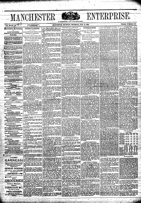 Manchester enterprise. Vol. 29 no. 23 (1896 February 13)