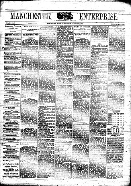 Manchester enterprise. Vol. 30 no. 7 (1896 October 22)