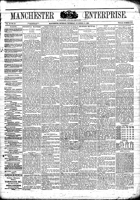 Manchester enterprise. Vol. 30 no. 10 (1896 November 12)