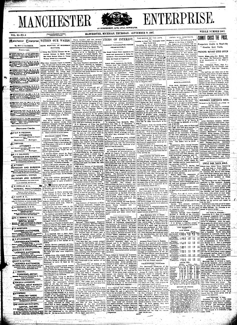 Manchester enterprise. Vol. 31 no. 1 (1897 September 9)