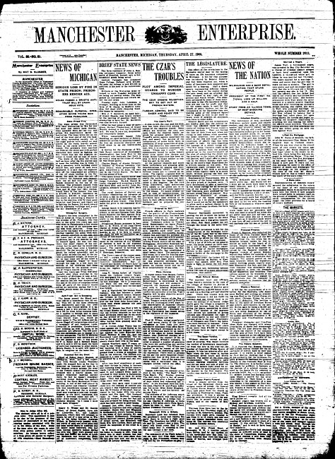 Manchester enterprise. Vol. 38 no. 35 (1905 April 27)