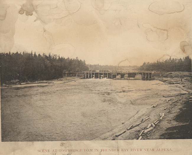 Scene at Towbridge Dam in Thunder Bay River near Alpena