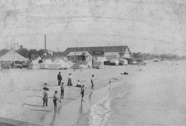 1890s Beach Scene, tents in background
