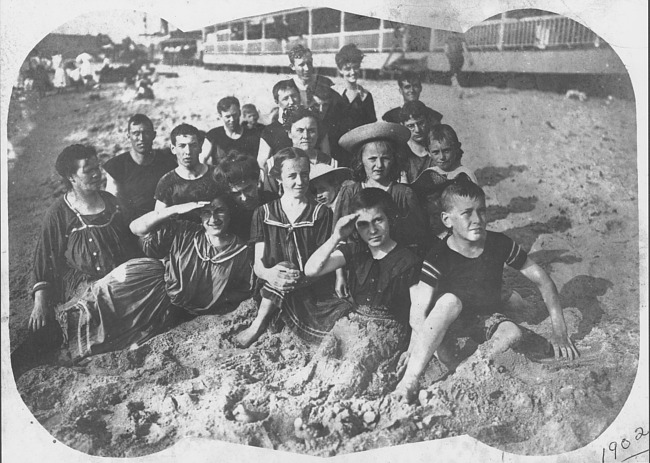 Group photo of bathers, 1902