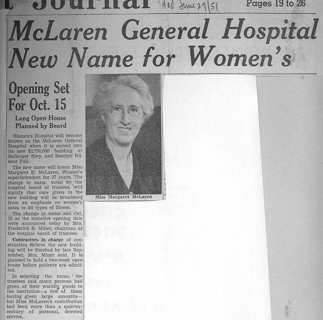 McLaren General Hospital New Name for Women's