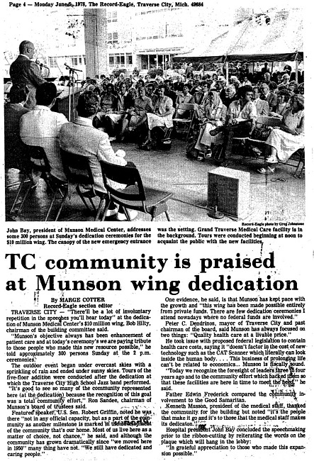 Traverse City Community is Praised at Munson Wing Dedication