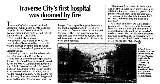 Traverse City's First Hospital was Doomed by Fire