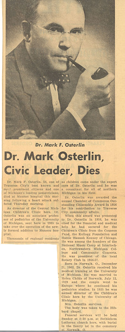 Dr. Mark Osterlin, Civic Leader, Dies