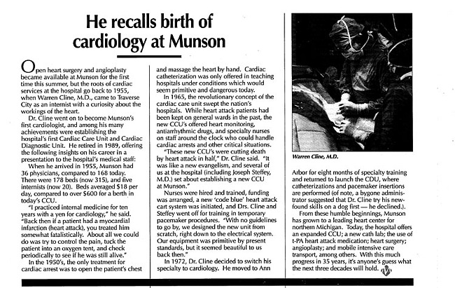 Dr. Warren Cline Recalls the Birth of Cardiology at Munson