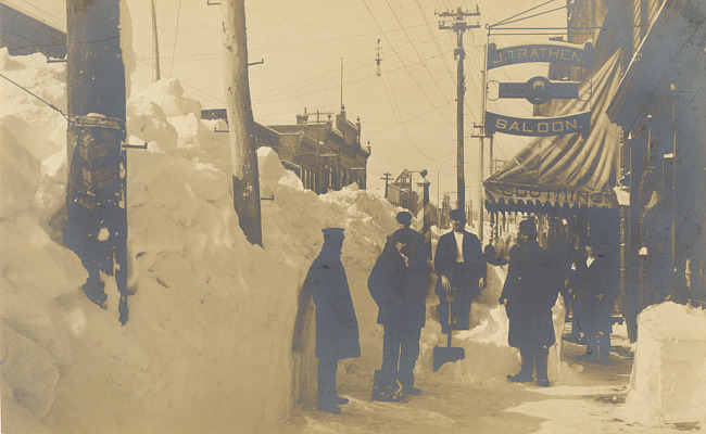 Iron Street in Negaunee during winter