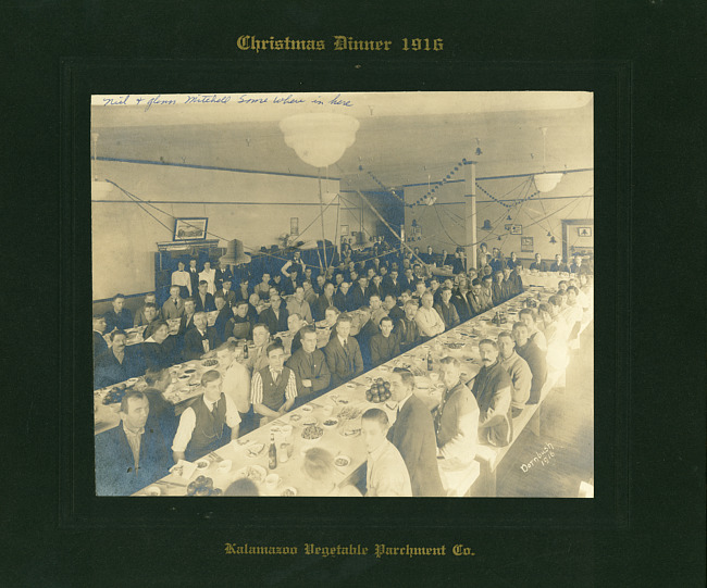 KVP Company Christmas dinner 1916, with people at tables