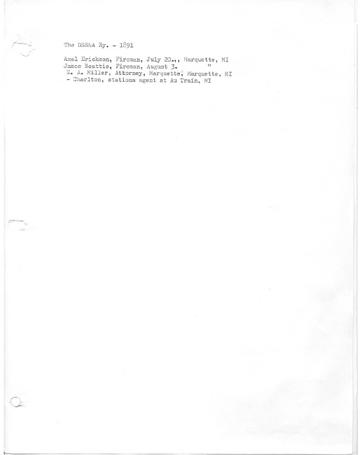 DSS&A Ry. 1891 (2 pages)