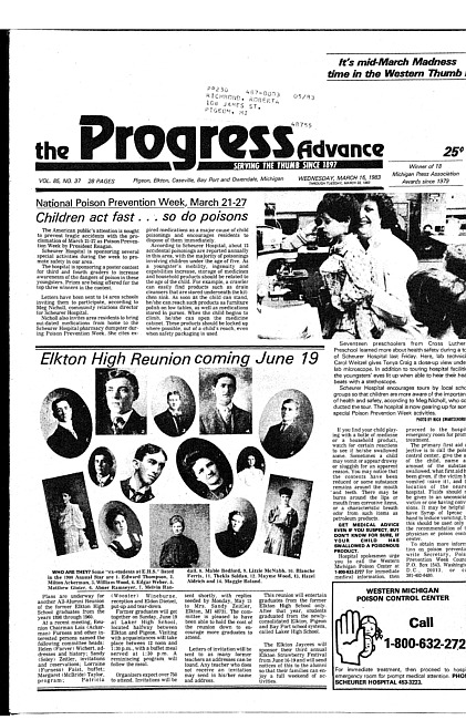 Clippings from The progress advance. Vol. 85 no. 37 (1983 March 16)