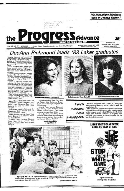 Clippings from The progress advance. Vol. 85 no. 43 (1983 April 27)