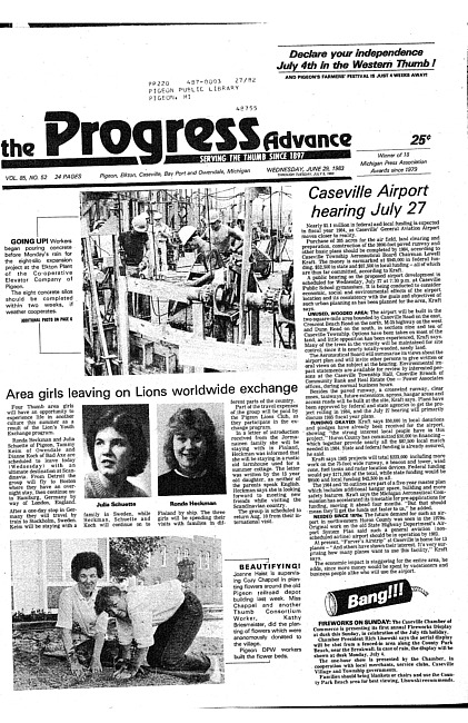 Clippings from The progress advance. Vol. 85 no. 52 (1983 June 29)