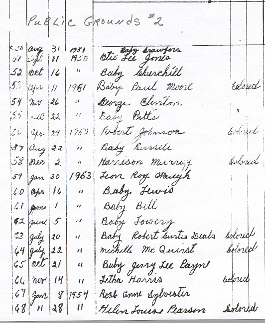 Oak Ridge Cemetery Records. Page 108