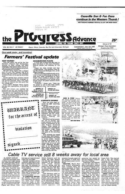 Clippings from The progress advance. Vol. 86 no. 3 (1983 July 20)