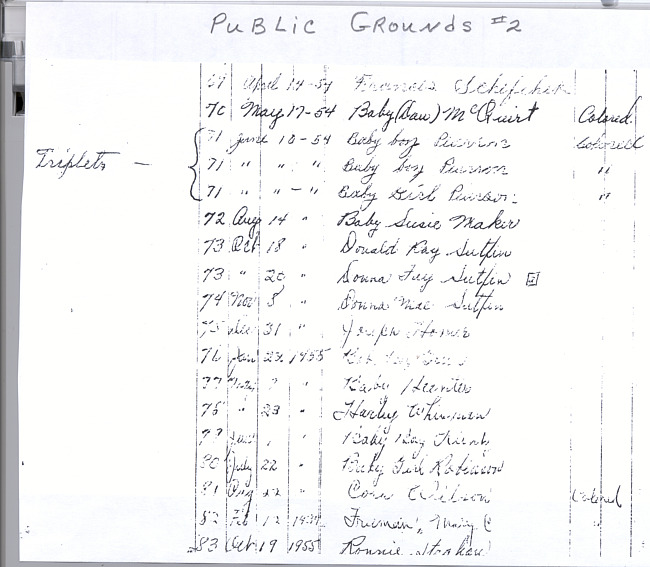 Oak Ridge Cemetery Records. Page 108