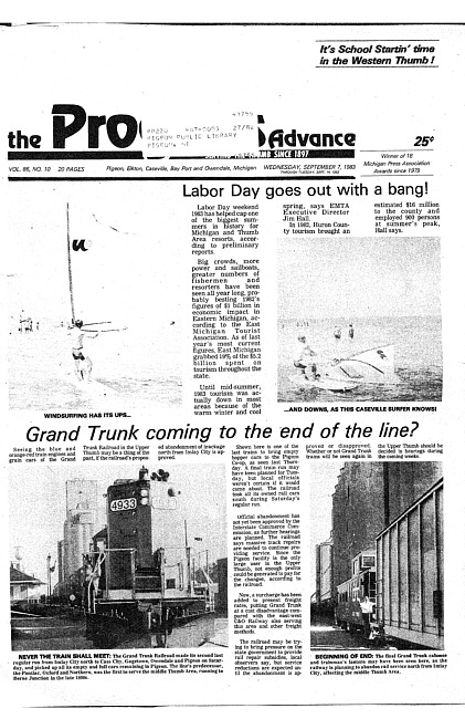 Clippings from The progress advance. Vol. 86 no. 10 (1983 September 7)