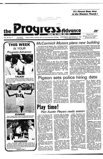 Clippings from The progress advance. Vol. 86 no. 11 (1983 September 14)