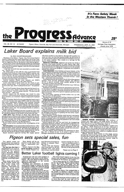 Clippings from The progress advance. Vol. 86 no. 12 (1983 September 21)