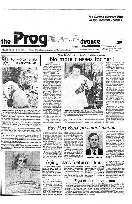 Clippings from The progress advance. Vol. 86 no. 13 (1983 September 28)