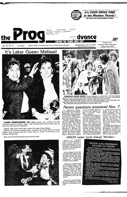 Clippings from The progress advance. Vol. 86 no. 16 (1983 October 19)