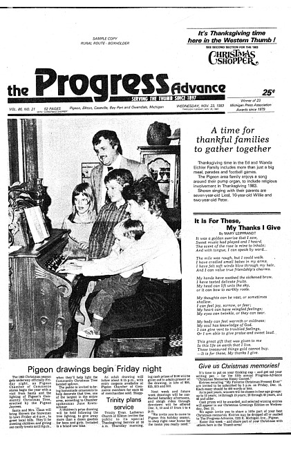 Clippings from The progress advance. Vol. 86 no. 21 (1983 November 23)