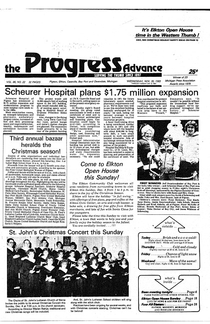 Clippings from The progress advance. Vol. 86 no. 22 (1983 November 30)