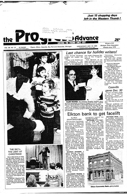 Clippings from The progress advance. Vol. 86 no. 24 (1983 December 14)